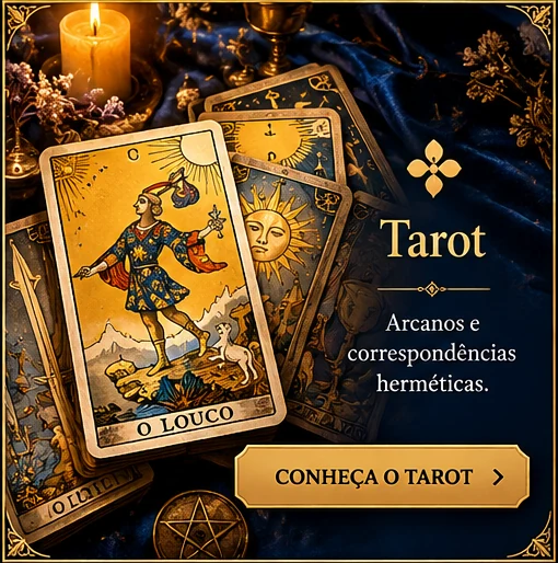 Cartas de Tarot antigas em tecido azul e dourado.